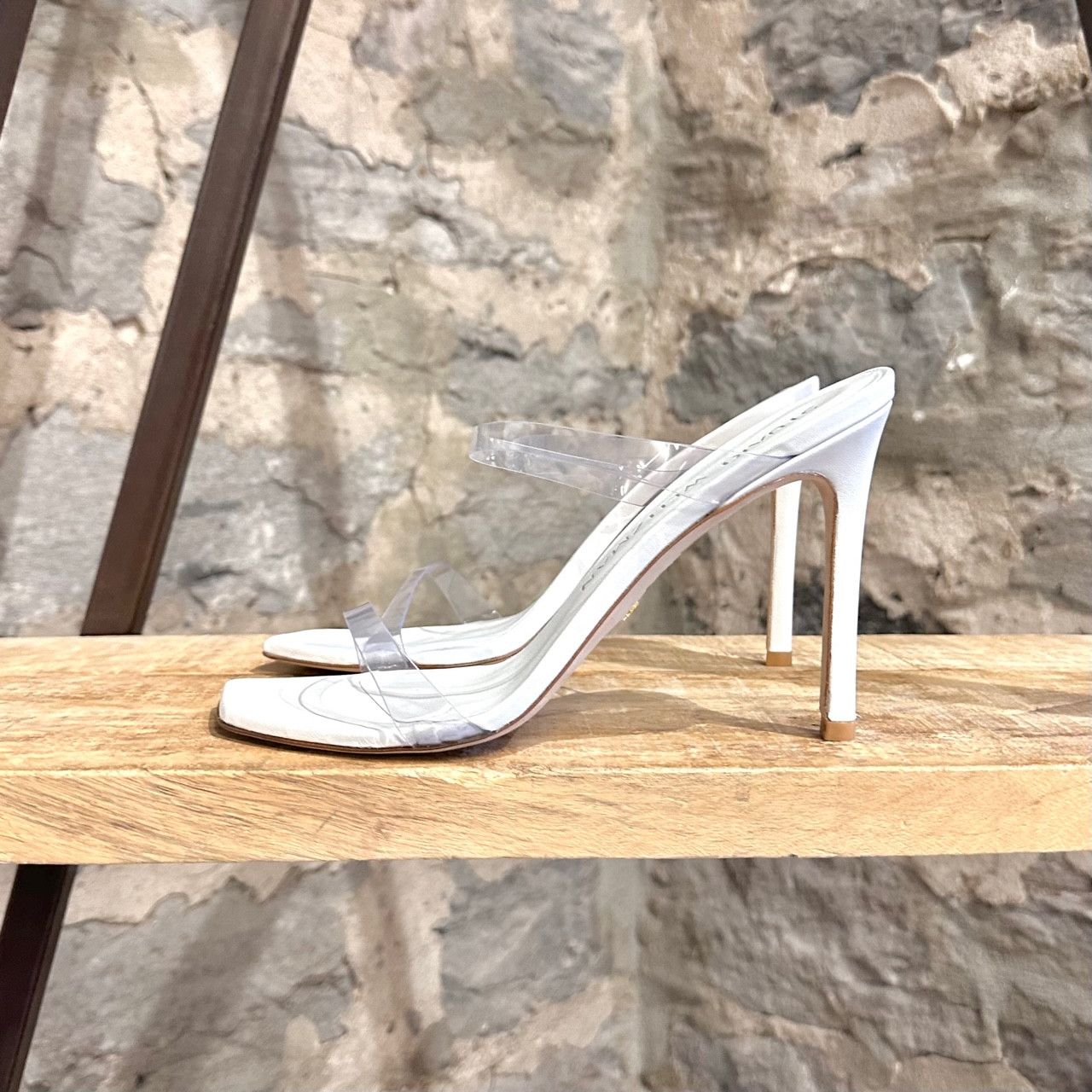 Stuart Weitzman Stuart Weitzman PVC White Aleena 100 Heeled Mules Size US 9.5 / IT 39.5 - 6 Thumbnail