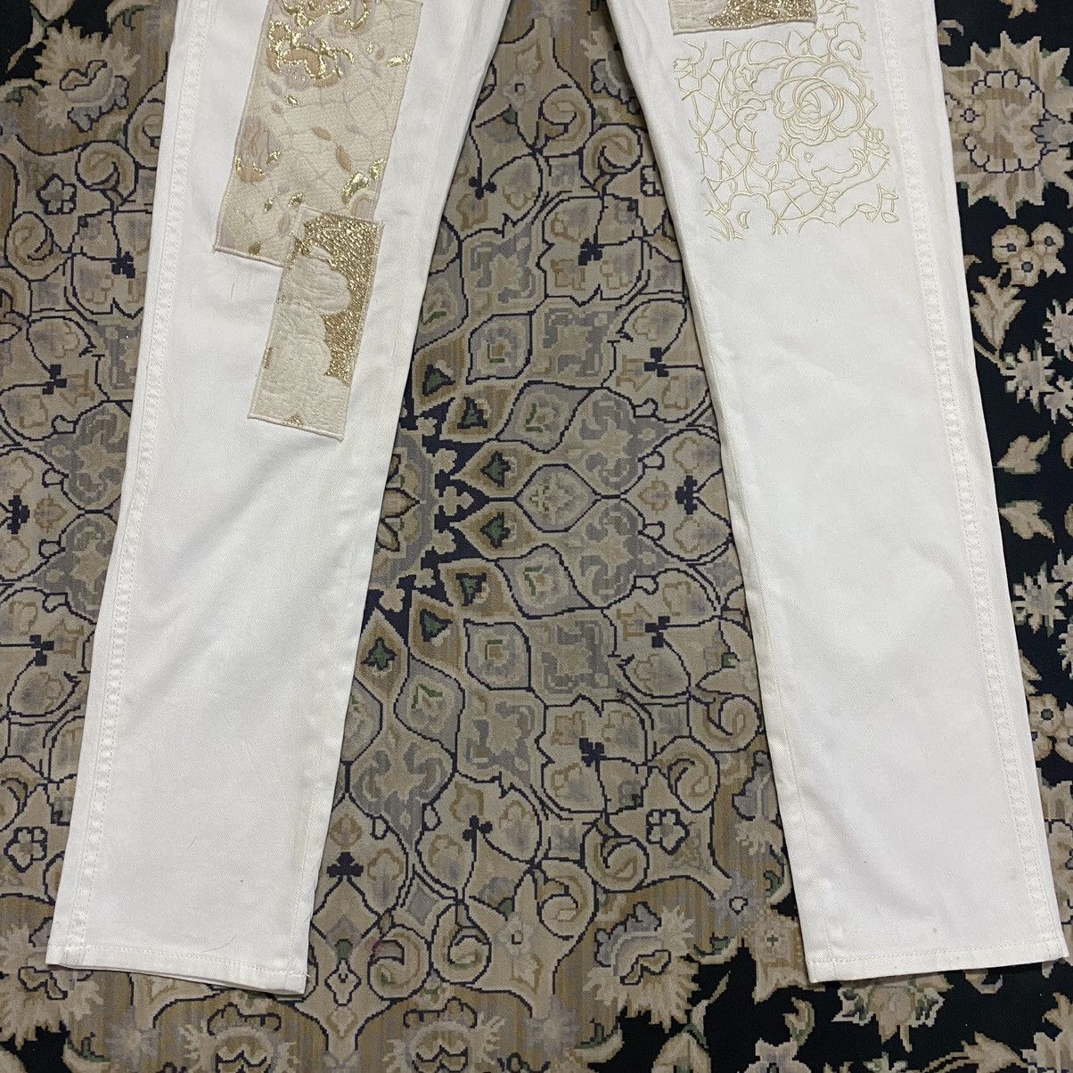 Designer × Stella McCartney Stella McCartney Gold Patchwork Embroidery Boyfriend Jeans Size 30" / US 8 / IT 44 - 6 Thumbnail