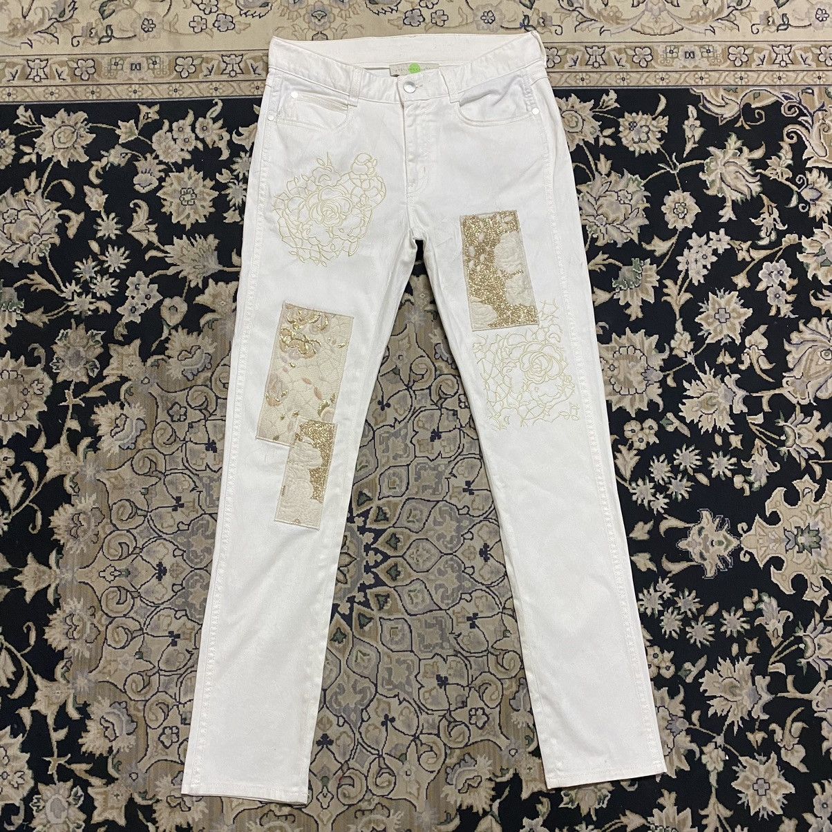 Designer × Stella McCartney Stella McCartney Gold Patchwork Embroidery Boyfriend Jeans Size 30" / US 8 / IT 44 - 3 Thumbnail