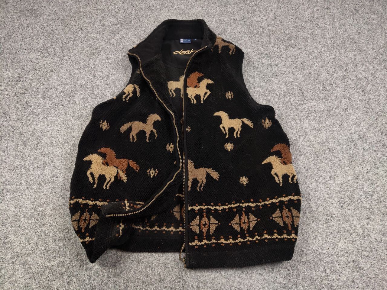 Other Vintage 90's All dark Print Zip Fleece Vest Jacket Size US M / EU 48-50 / 2 - 2 Thumbnail