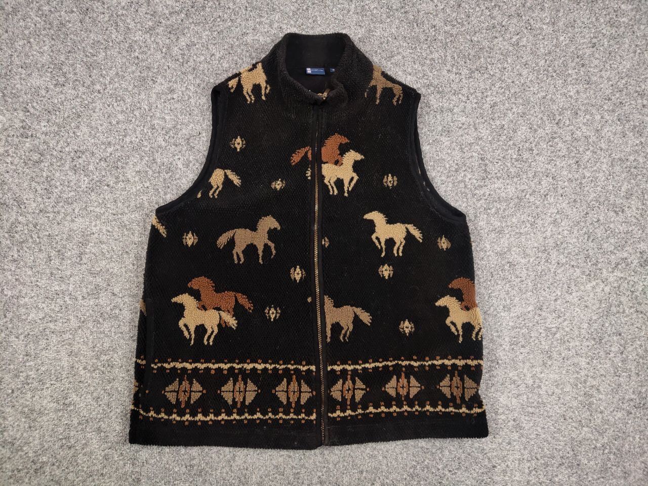 Other Vintage 90's All dark Print Zip Fleece Vest Jacket Size US M / EU 48-50 / 2 - 6 Thumbnail