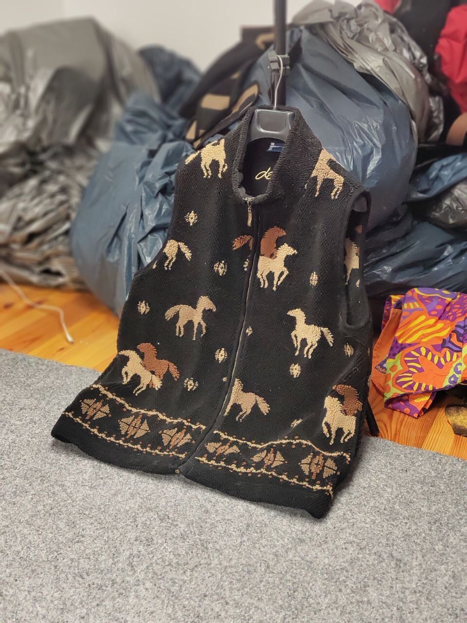 Other Vintage 90's All dark Print Zip Fleece Vest Jacket Size US M / EU 48-50 / 2 - 12 Thumbnail