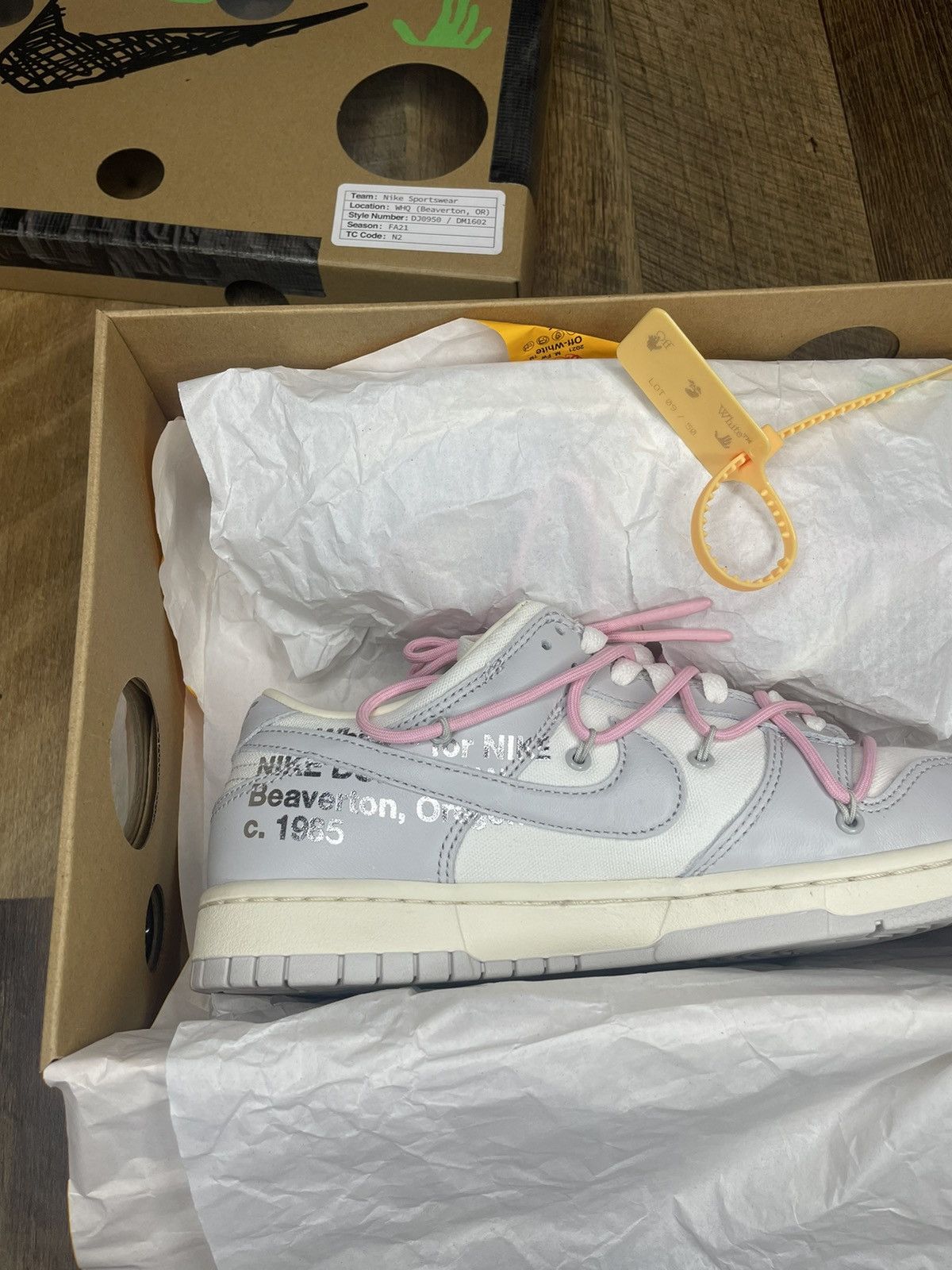 Nike × Off-White Off White Nike Dunk Low Lot 09 of 50 retro og Size US 9.5 / EU 42-43 - 7 Thumbnail