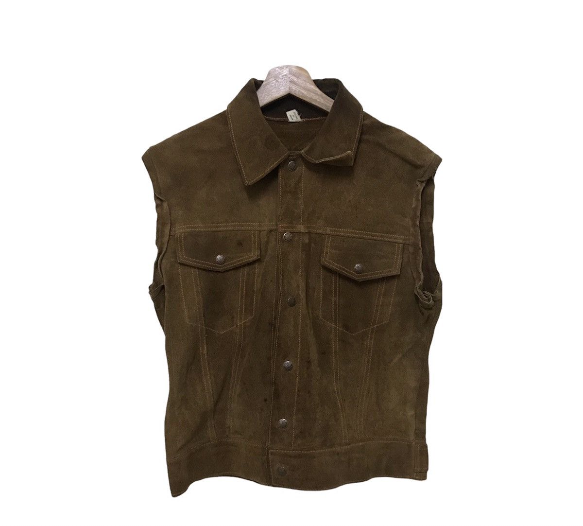Leather × Vintage Vintage Japanese Luxury Sleeveless Leather Jacket Size US S / EU 44-46 / 1 - 1 Thumbnail