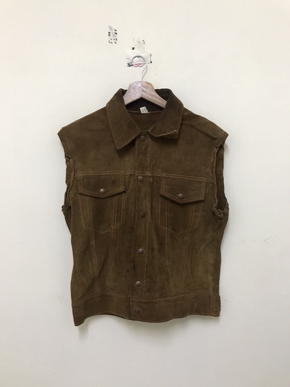Leather × Vintage Vintage Japanese Luxury Sleeveless Leather Jacket Size US S / EU 44-46 / 1 - 5 Thumbnail