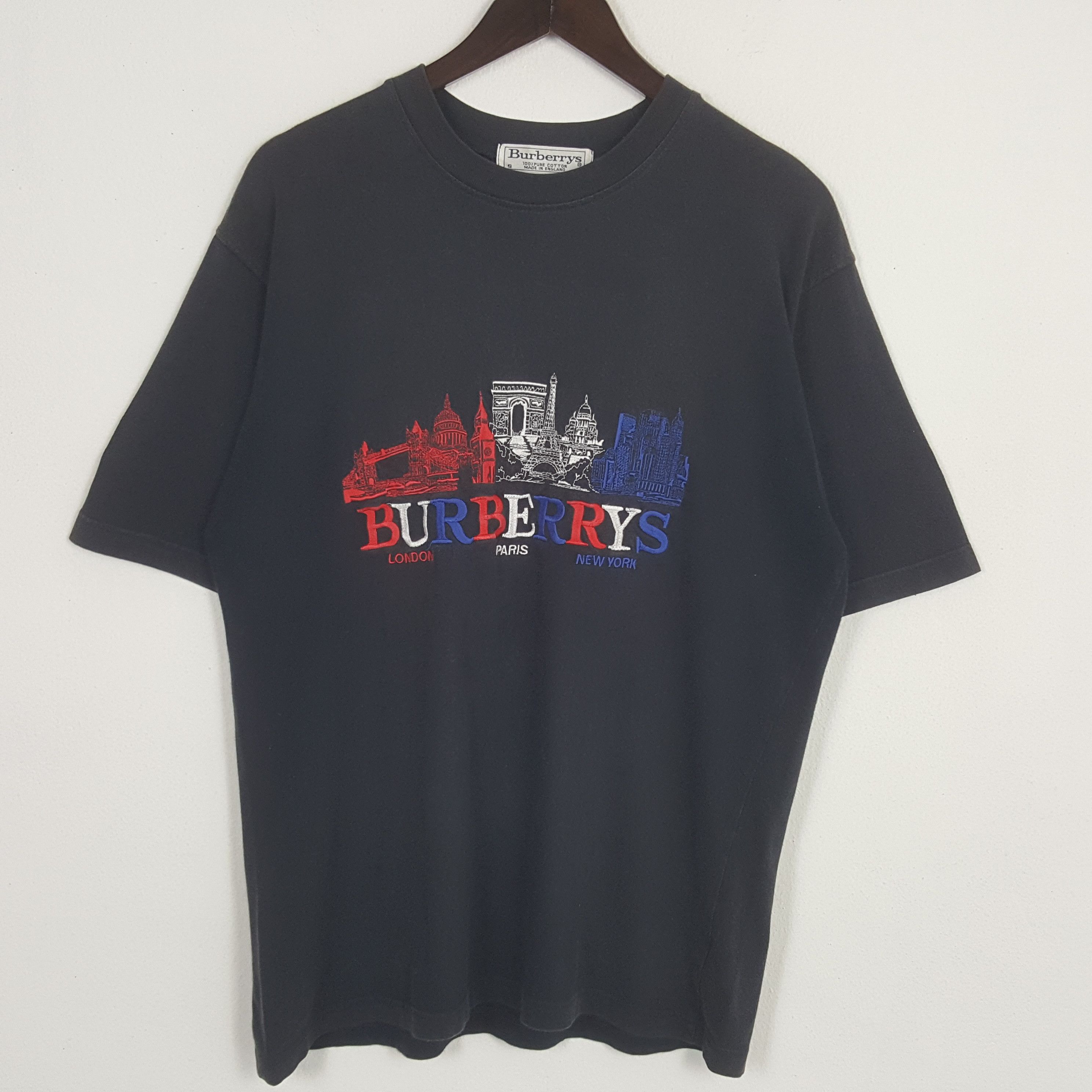 Vintage Vintage Burberry London Paris New York Embroidery Tshirt Grailed