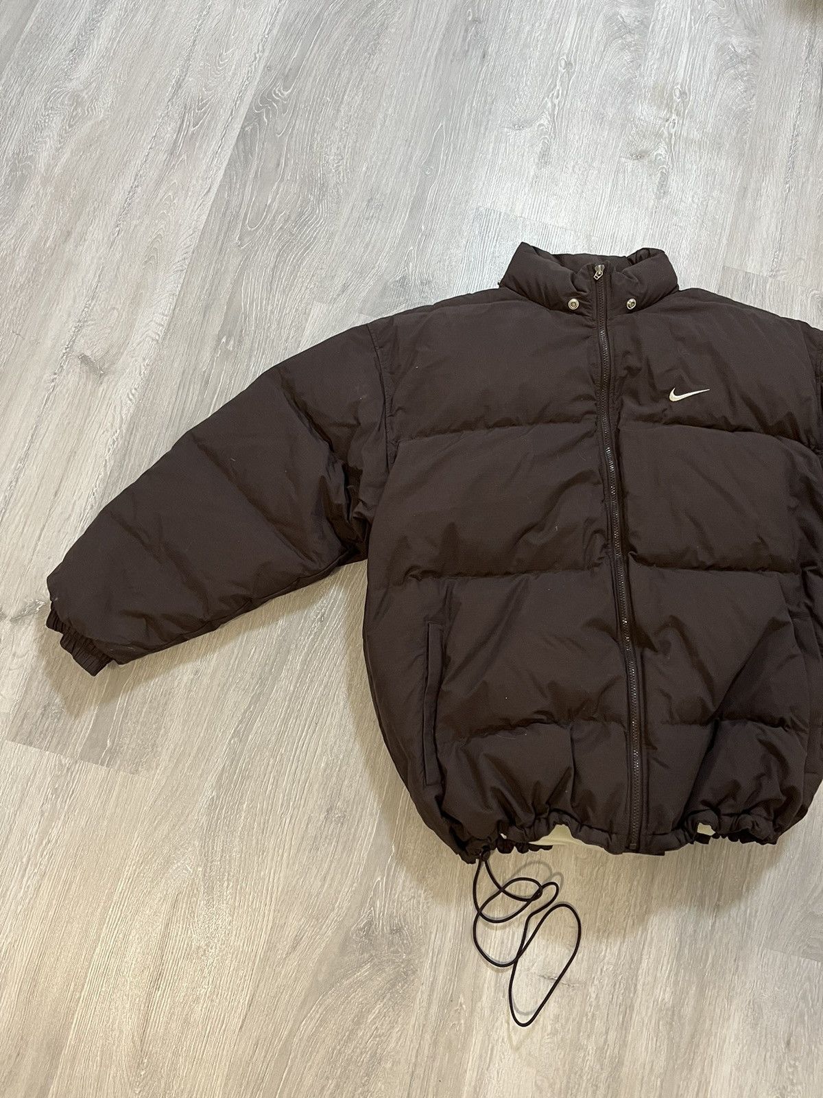 Nike Nike Vintage Y2K Brown Puffer Down Jacket Big Swoosh Logo Size US XL / EU 56 / 4 - 15 Thumbnail