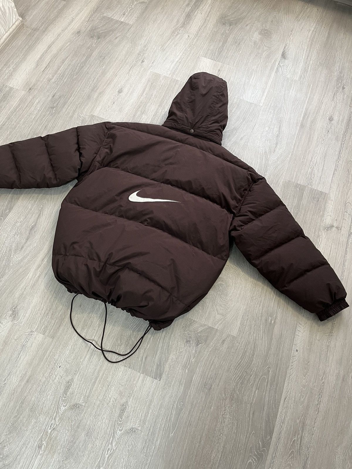 Nike Nike Vintage Y2K Brown Puffer Down Jacket Big Swoosh Logo Size US XL / EU 56 / 4 - 10 Thumbnail