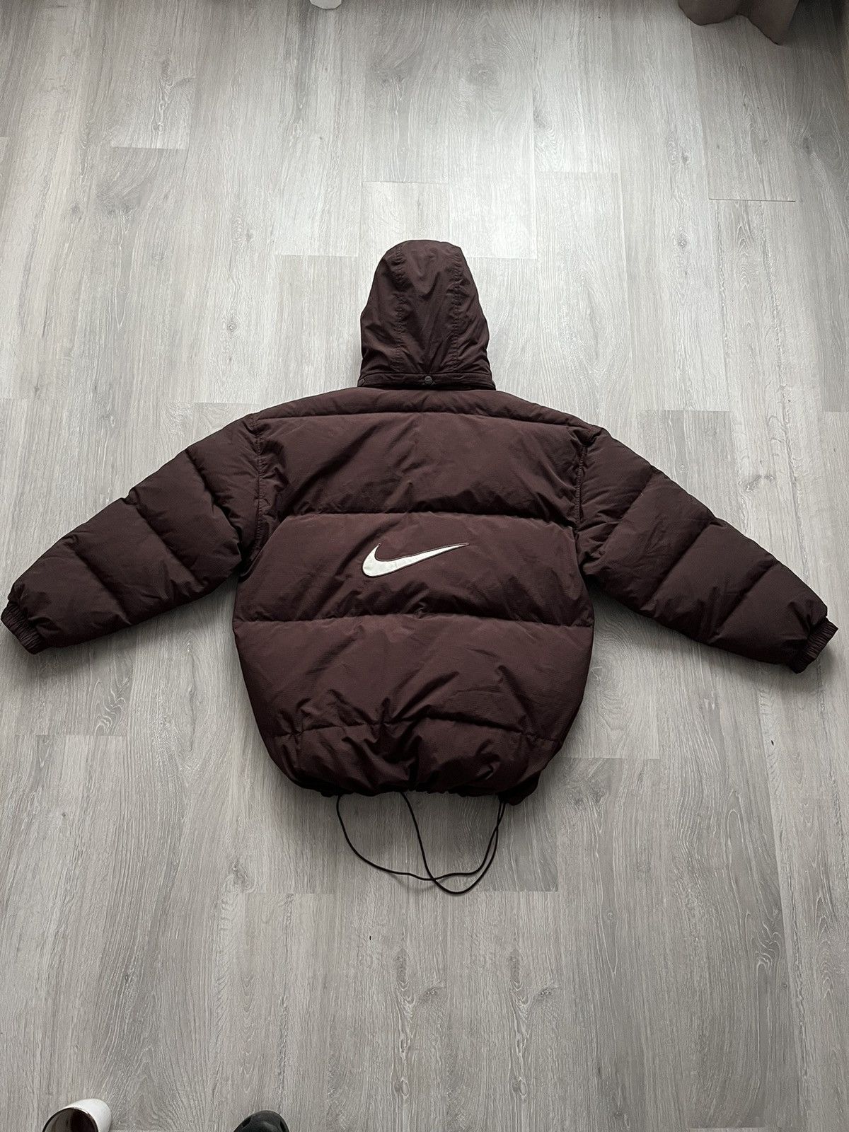 Nike Nike Vintage Y2K Brown Puffer Down Jacket Big Swoosh Logo Size US XL / EU 56 / 4 - 2 Thumbnail