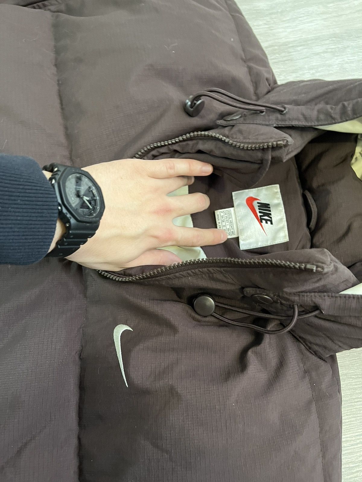 Nike Nike Vintage Y2K Brown Puffer Down Jacket Big Swoosh Logo Size US XL / EU 56 / 4 - 7 Thumbnail