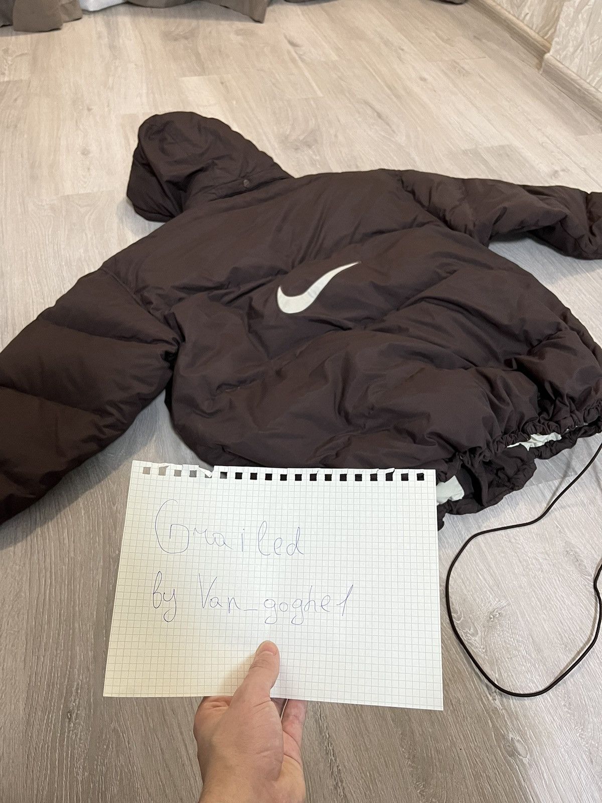 Nike Nike Vintage Y2K Brown Puffer Down Jacket Big Swoosh Logo Size US XL / EU 56 / 4 - 11 Thumbnail