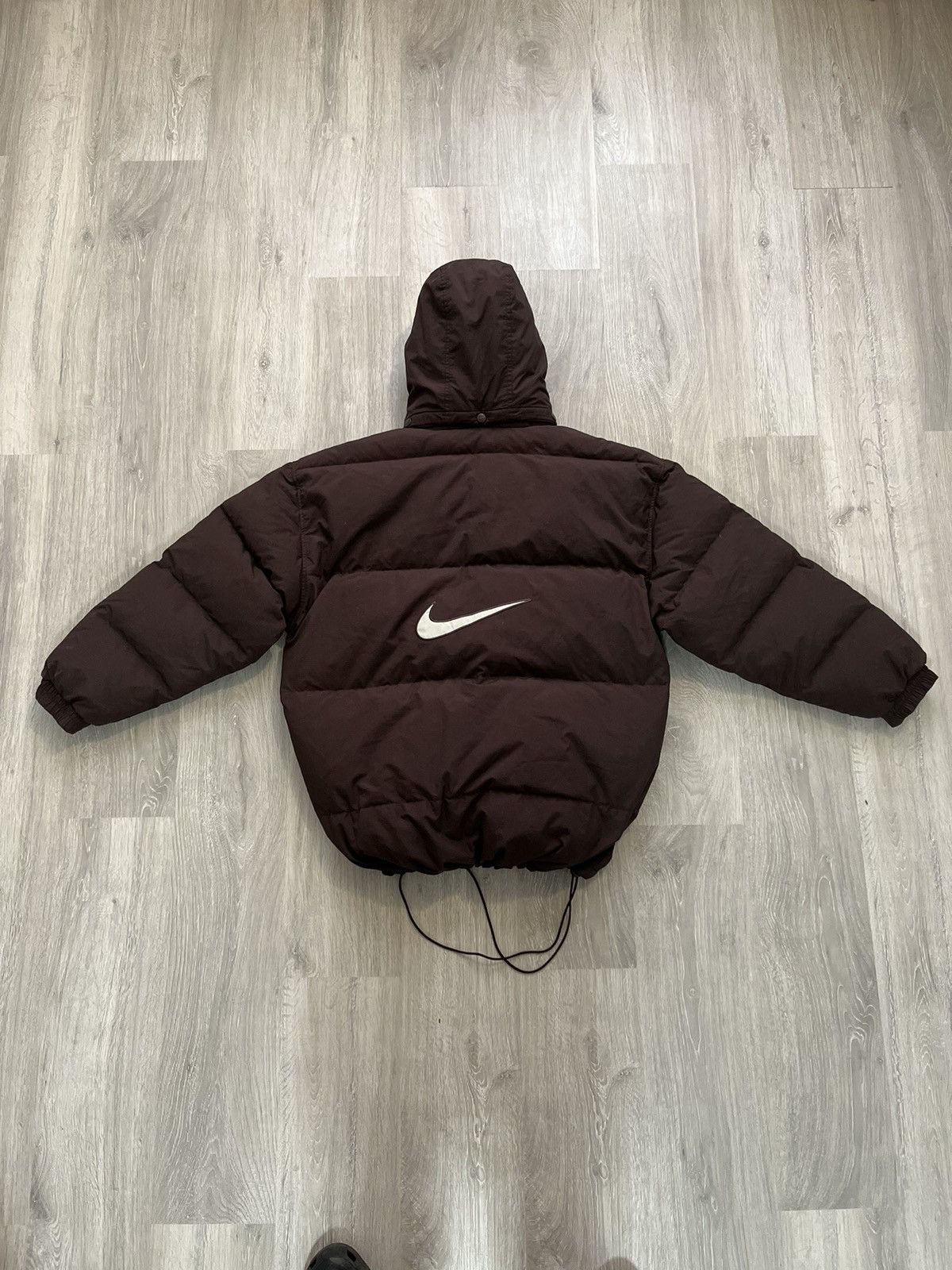 Nike Nike Vintage Y2K Brown Puffer Down Jacket Big Swoosh Logo Size US XL / EU 56 / 4 - 3 Thumbnail