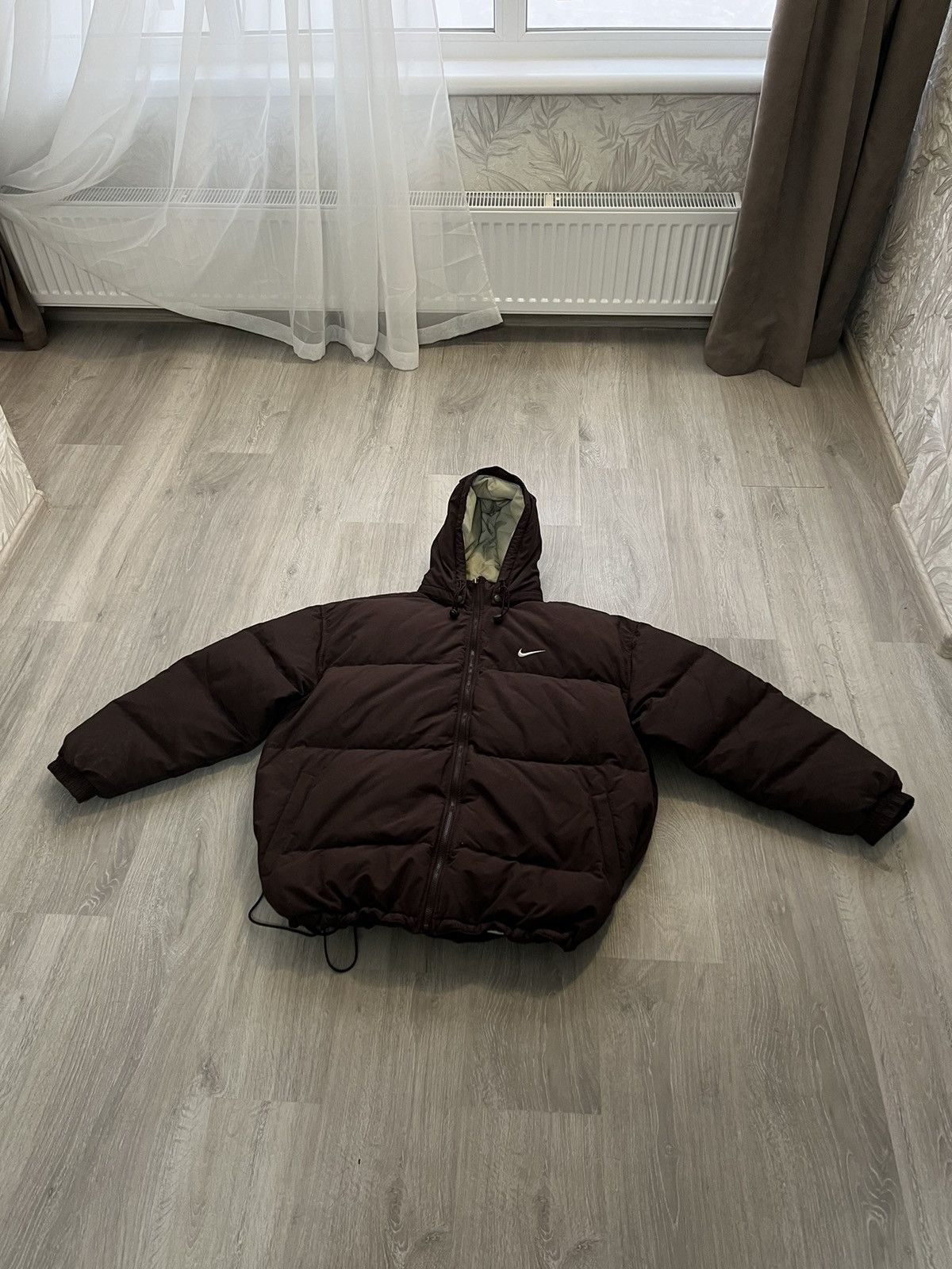 Nike Nike Vintage Y2K Brown Puffer Down Jacket Big Swoosh Logo Size US XL / EU 56 / 4 - 6 Thumbnail