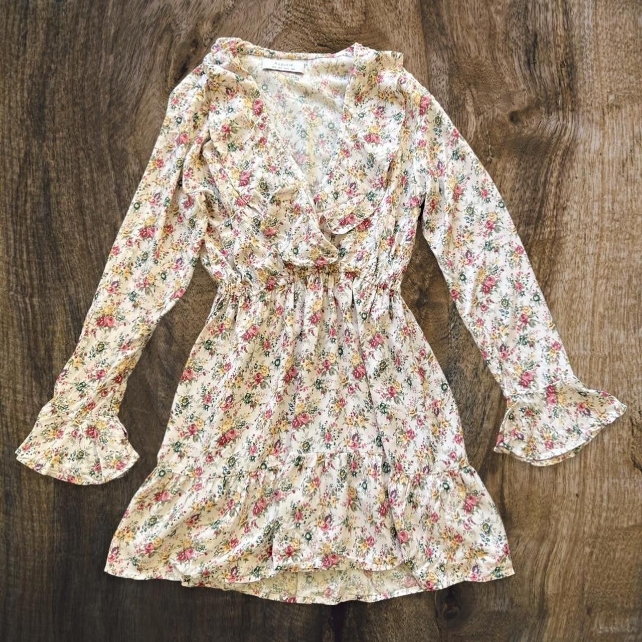 AUGUSTE DRESS BELL SLEEVE BOHO FLORAL RUFFLE DRESS