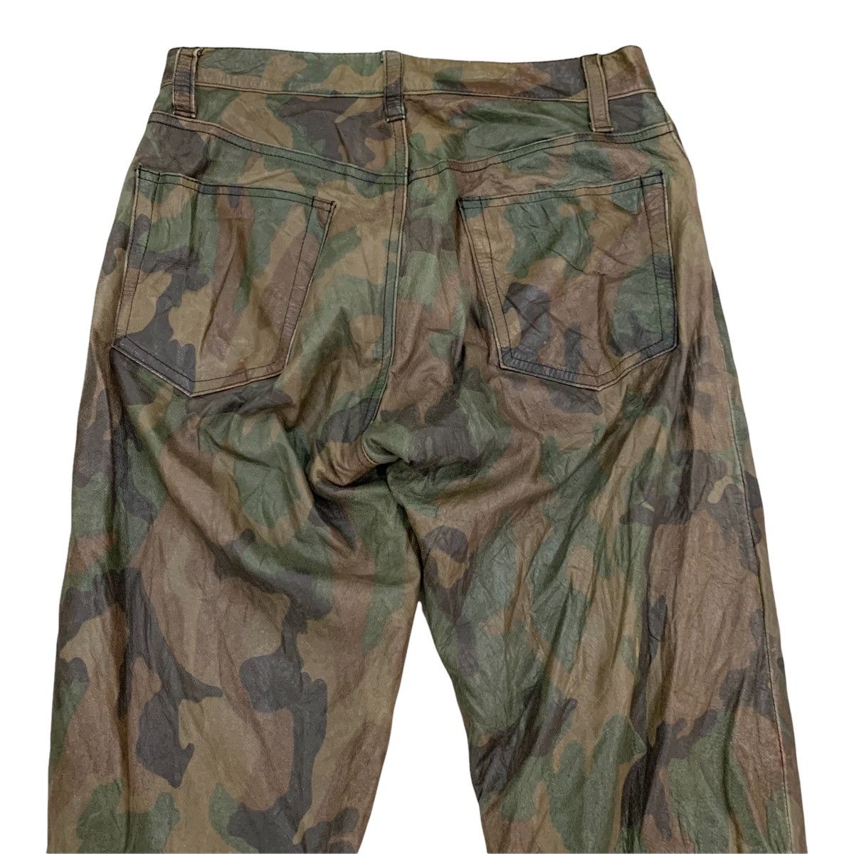 Genuine Leather EDIFICE Camo Cowhide Leather Pants Size US 28 / EU 44 - 6 Thumbnail