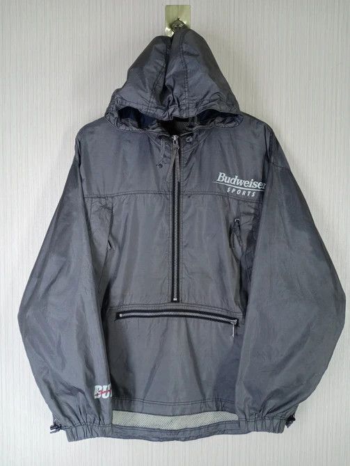 Rare Vintage 90s Budweiser Sports Anorak Pullover Jacket