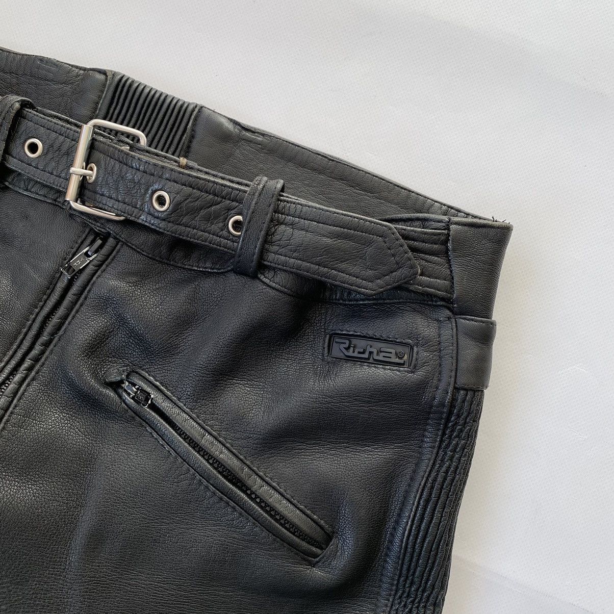 Leather × Vintage Vintage Richa Leather MOTO Pants Biker Size US 33 - 3 Thumbnail