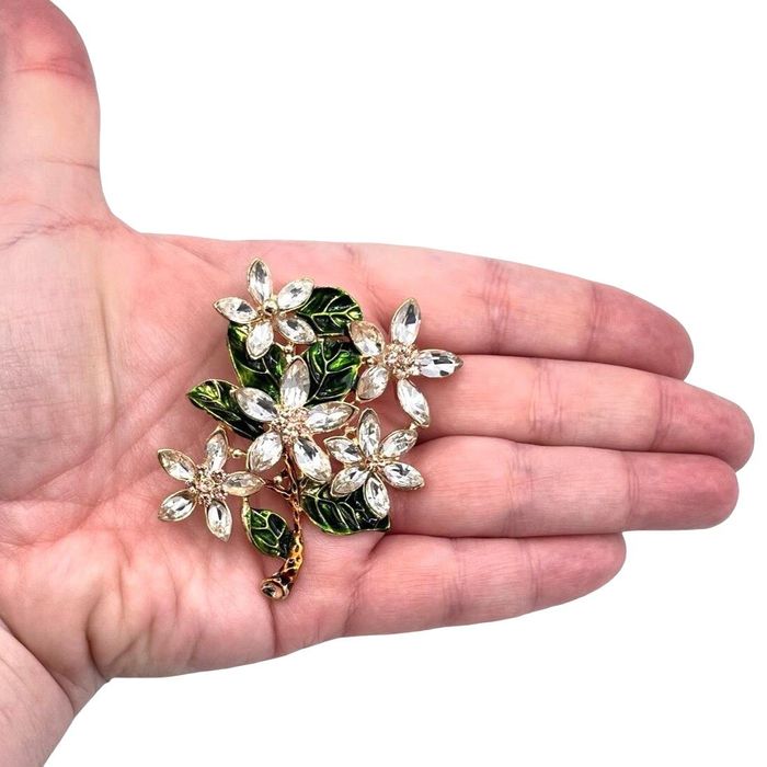 Jewelry Yellow Gold and Oil Drip with Crystal Flower Pin Brooch Grailed