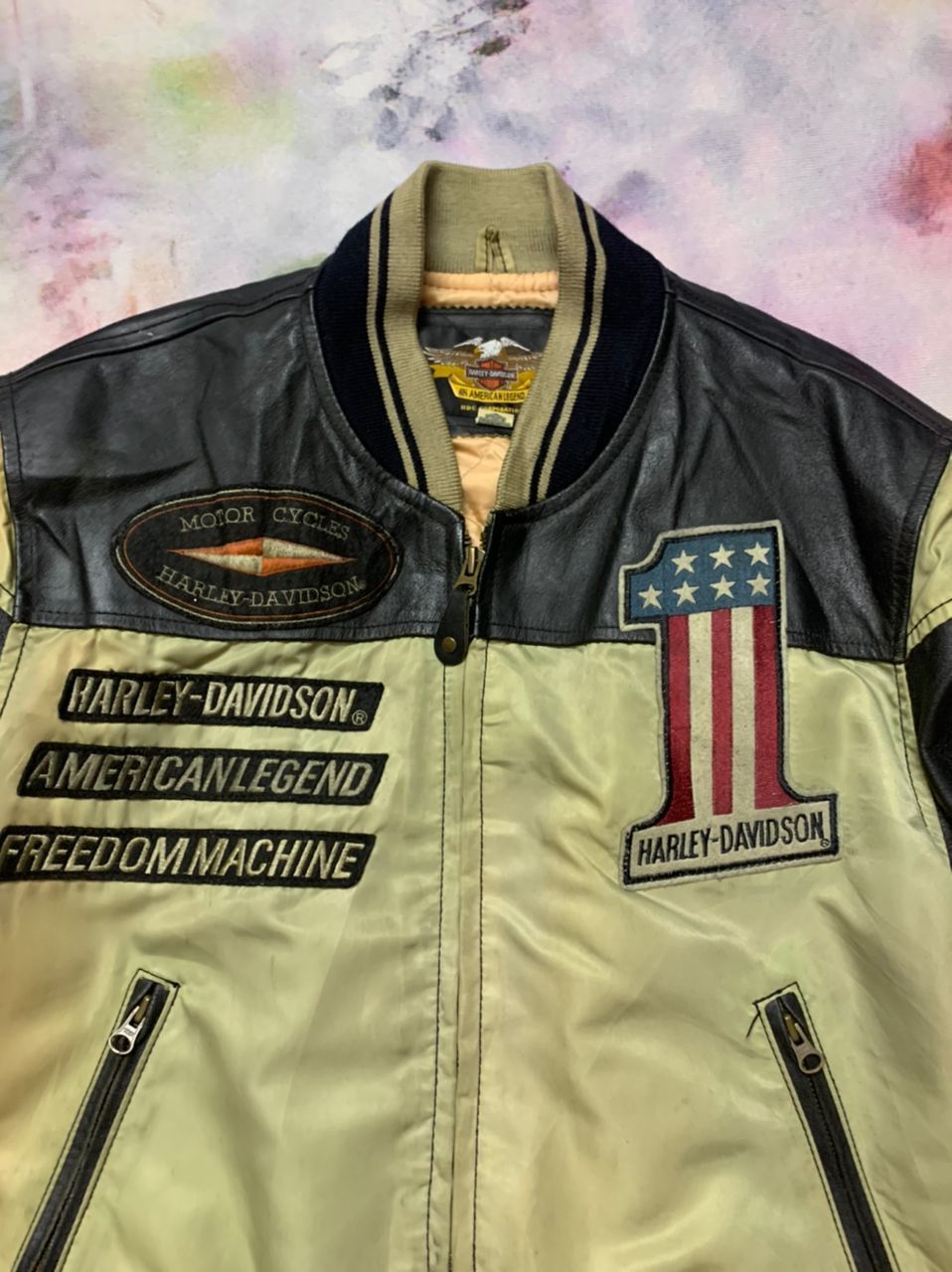 Harley Davidson Vintage Harley Davidson Bomber Leather Patch Jacket Size US M / EU 48-50 / 2 - 3 Thumbnail