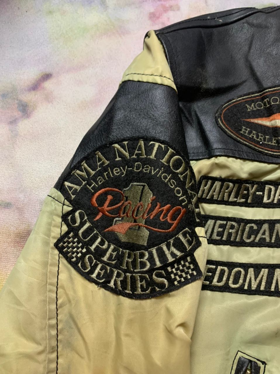 Harley Davidson Vintage Harley Davidson Bomber Leather Patch Jacket Size US M / EU 48-50 / 2 - 7 Thumbnail