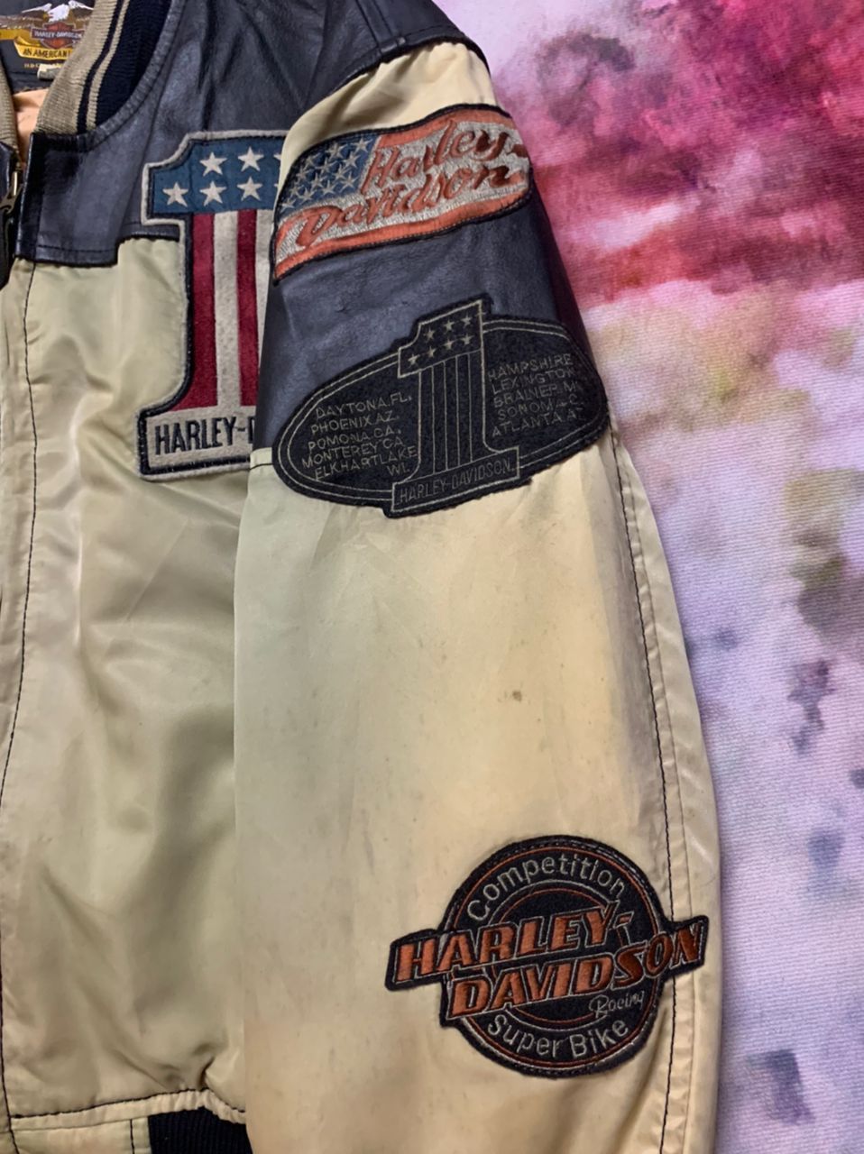 Harley Davidson Vintage Harley Davidson Bomber Leather Patch Jacket Size US M / EU 48-50 / 2 - 6 Thumbnail