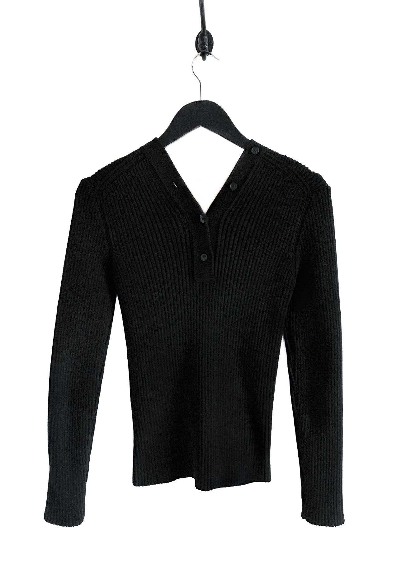 Balenciaga Balenciaga Black Ribbed Cotton Buttoned Sweater Size S / US 4 / IT 40 - 3 Thumbnail