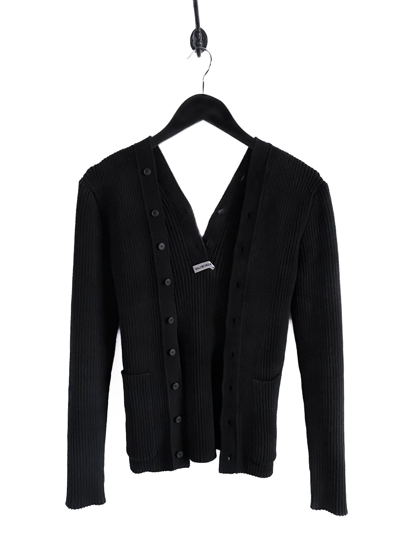 Balenciaga Balenciaga Black Ribbed Cotton Buttoned Sweater Size S / US 4 / IT 40 - 4 Thumbnail