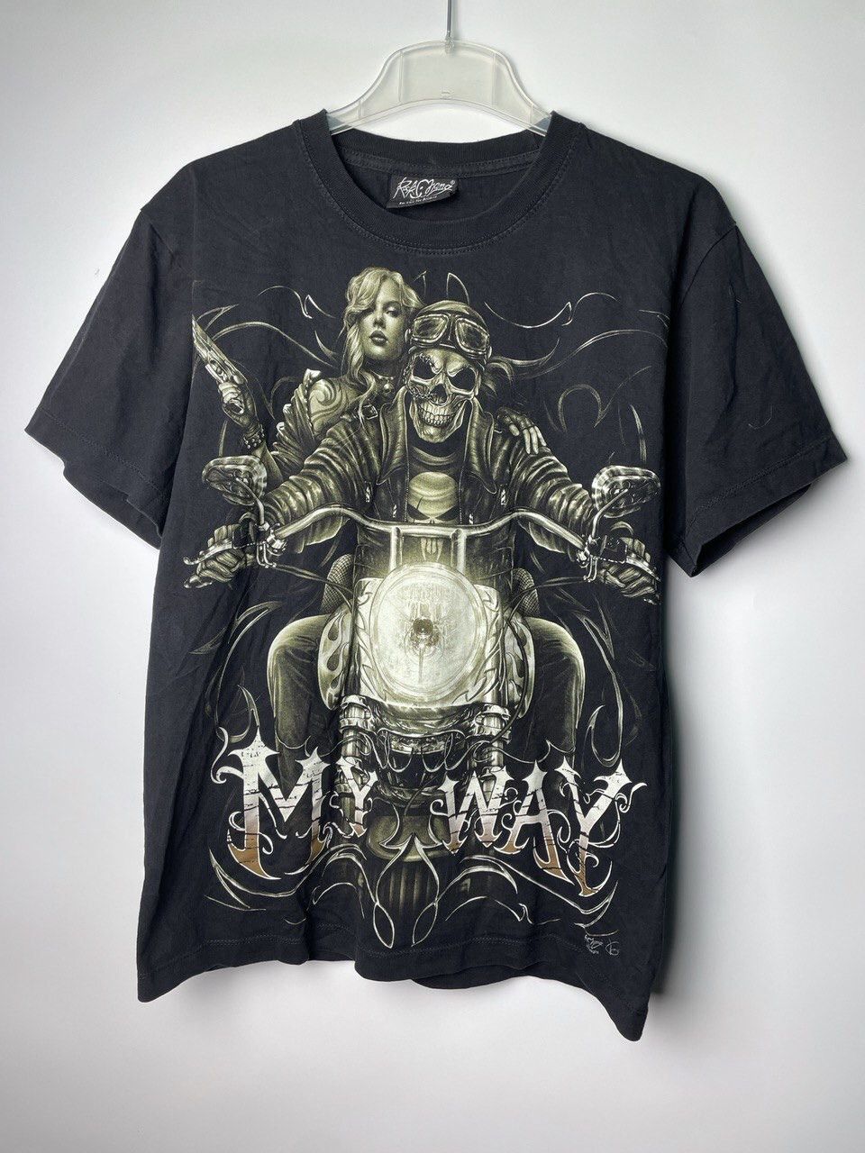 Vintage Vintage Shirt “My Way” Graphic Print Skull Bike | Grailed