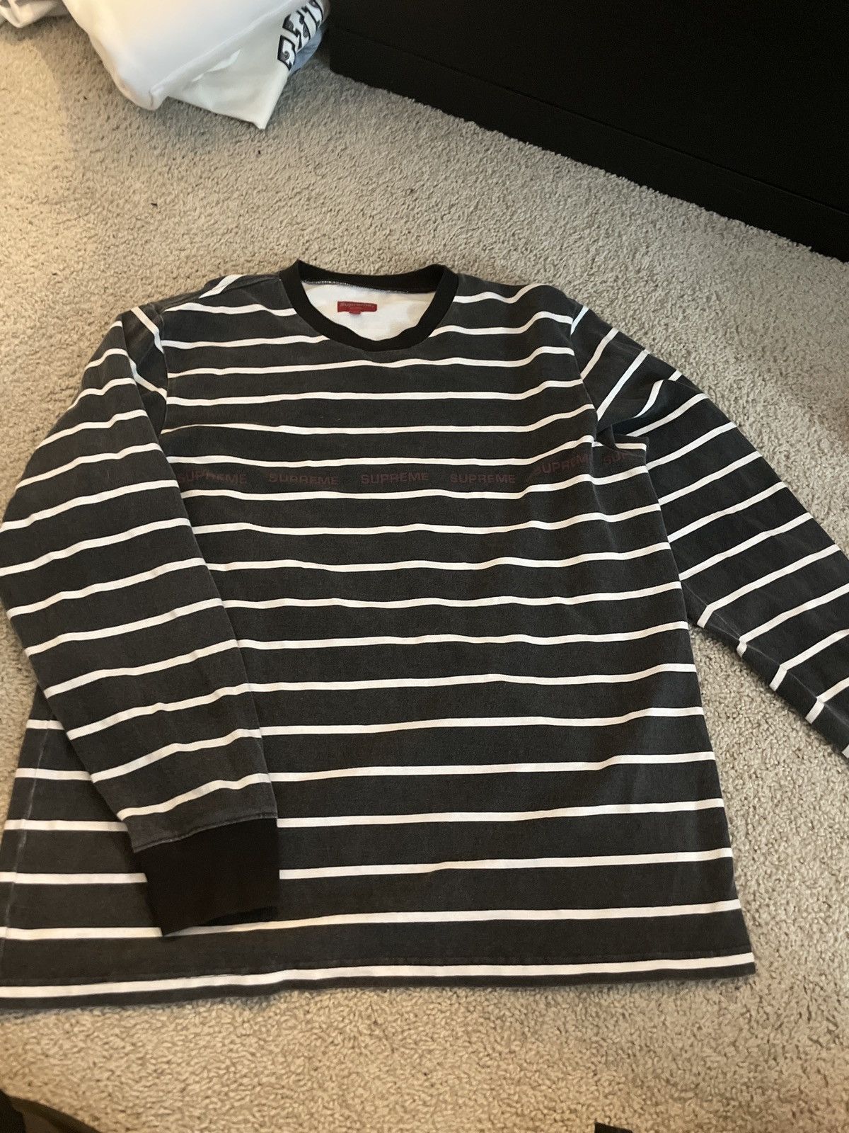 Supreme striped long sleeve black washed