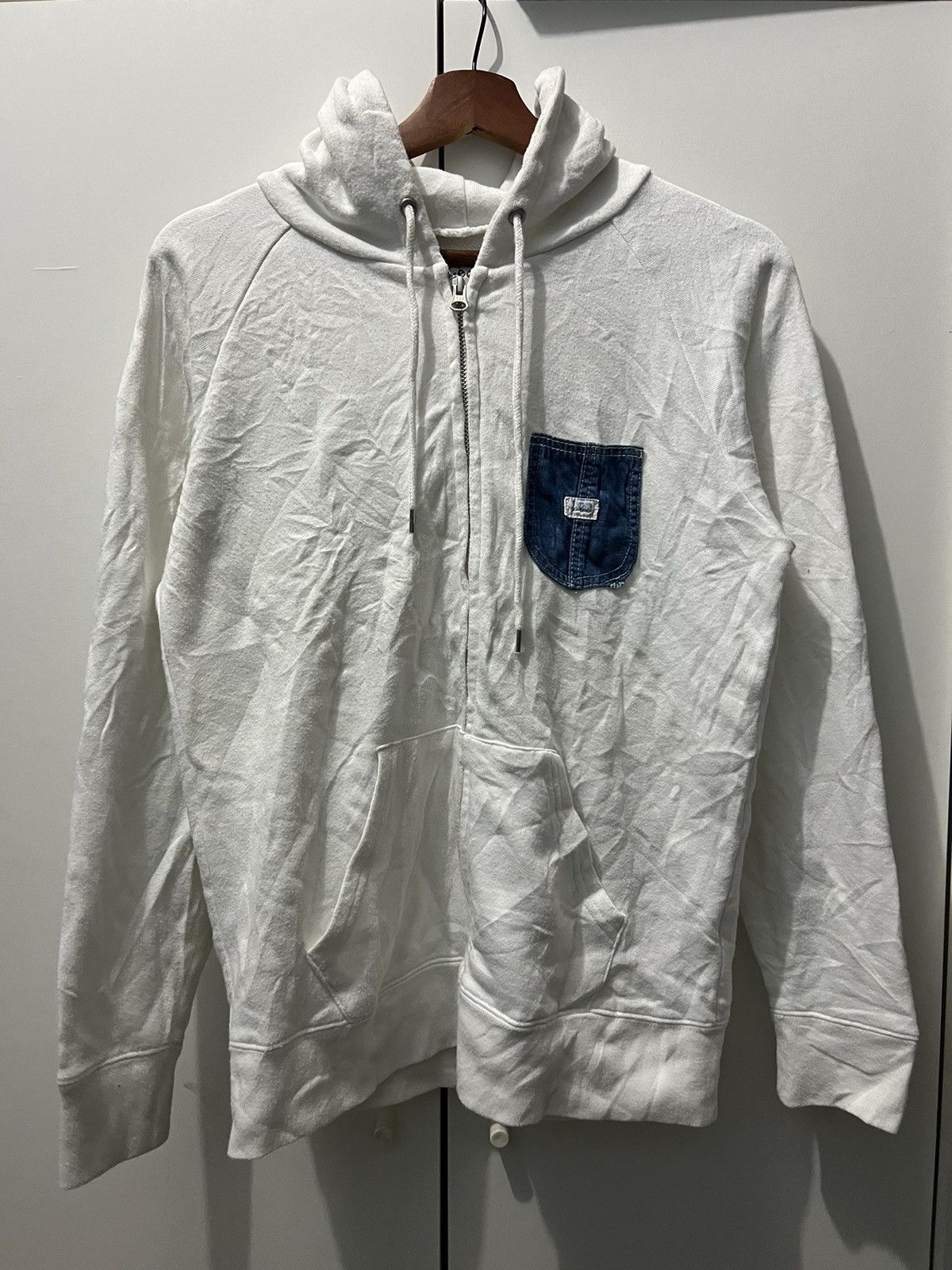 image of Lee Sanforized Shrunk Denim Hoodie/sweater in White, Men's (Size Large)