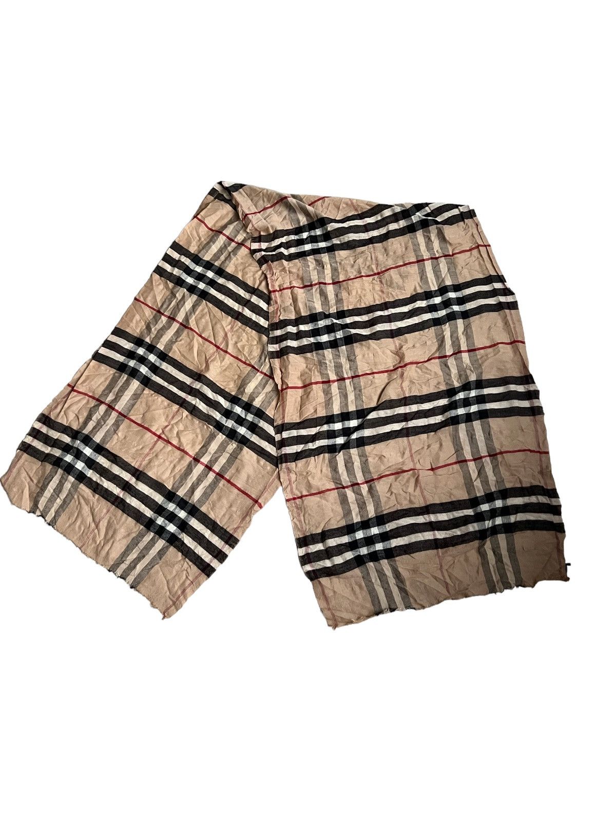 Burberry 600$ Burberry Nova Check Lightweight Giant Wool & Silk Scarf Size ONE SIZE - 8 Thumbnail