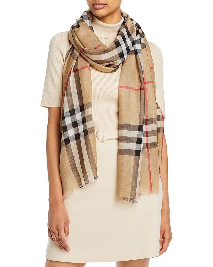 Burberry 600$ Burberry Nova Check Lightweight Giant Wool & Silk Scarf Size ONE SIZE - 13 Thumbnail