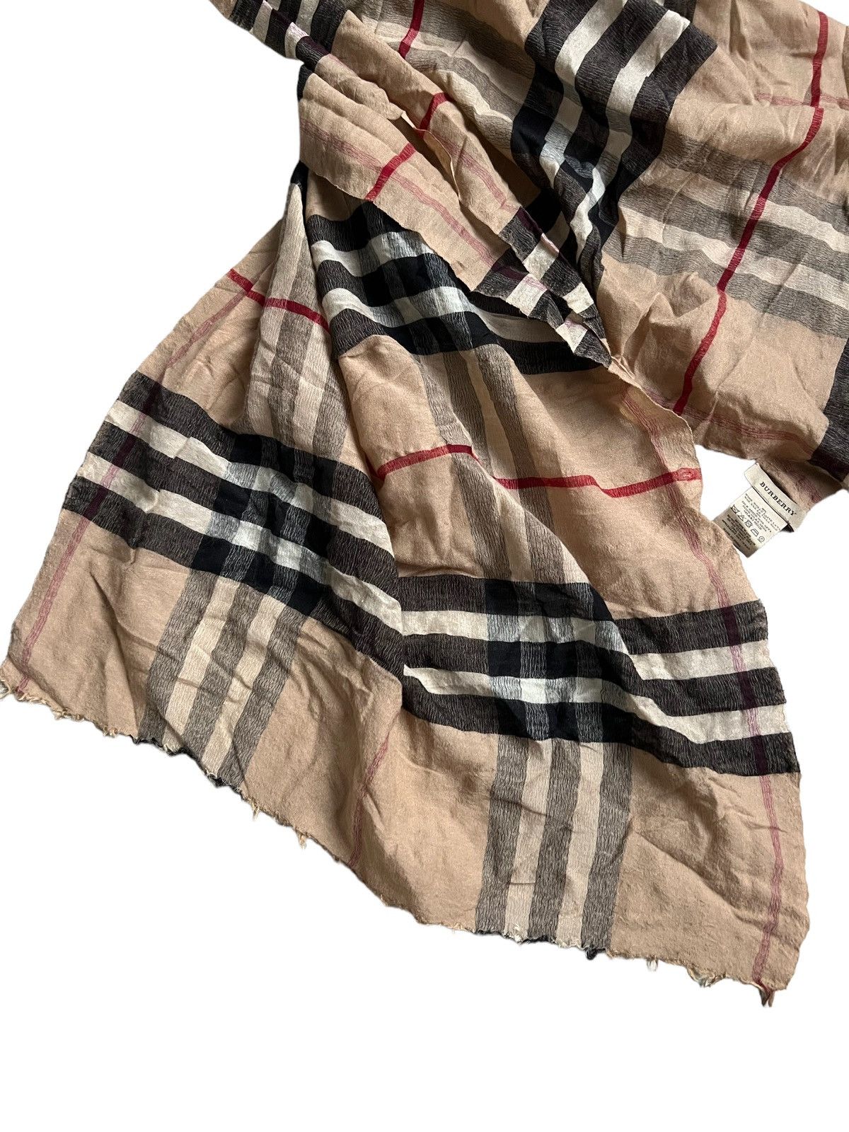 Burberry 600$ Burberry Nova Check Lightweight Giant Wool & Silk Scarf Size ONE SIZE - 3 Thumbnail