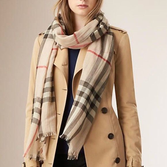 Burberry 600$ Burberry Nova Check Lightweight Giant Wool & Silk Scarf Size ONE SIZE - 14 Thumbnail