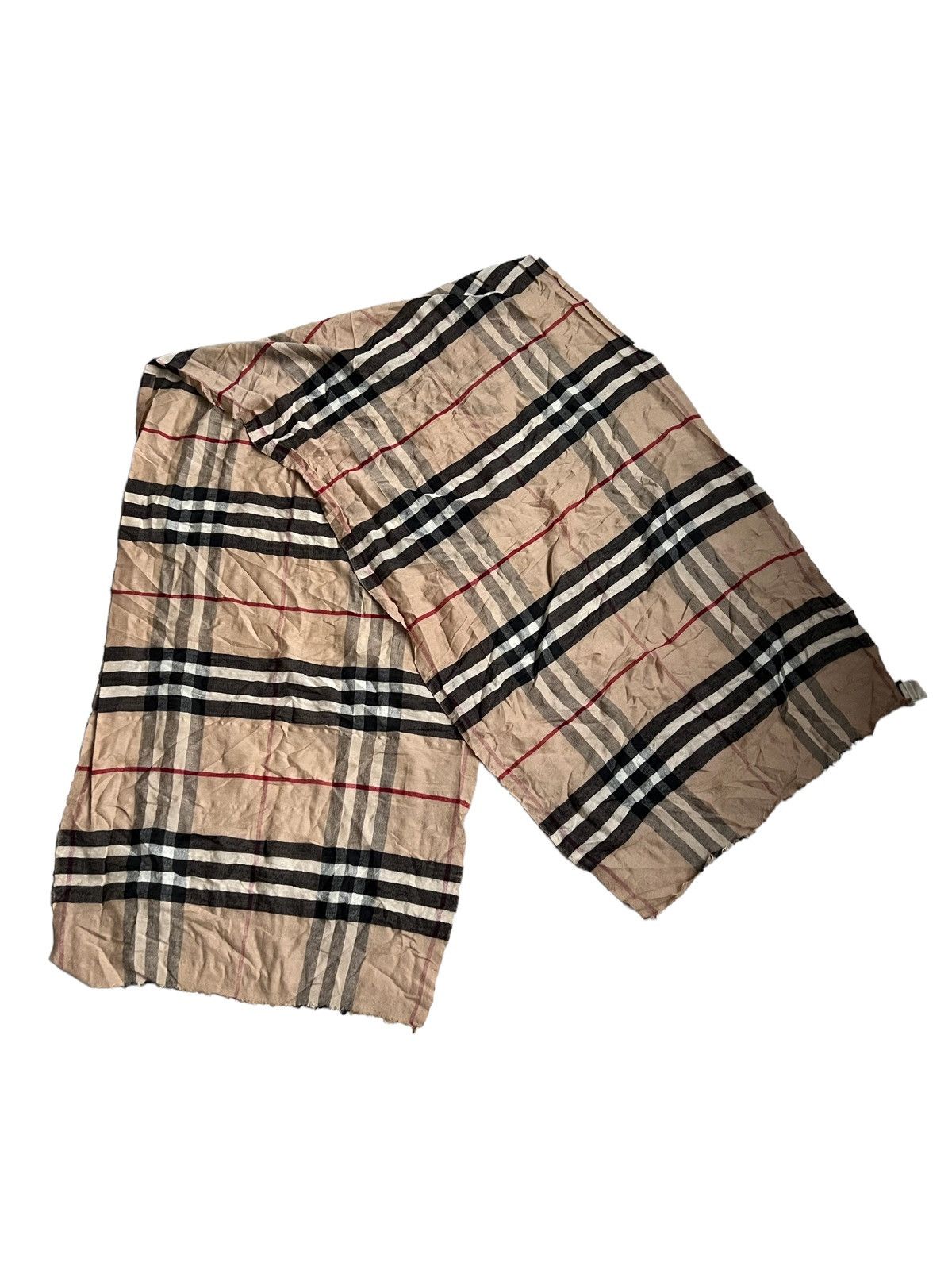 Burberry 600$ Burberry Nova Check Lightweight Giant Wool & Silk Scarf Size ONE SIZE - 9 Thumbnail