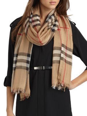 Burberry 600$ Burberry Nova Check Lightweight Giant Wool & Silk Scarf Size ONE SIZE - 15 Thumbnail