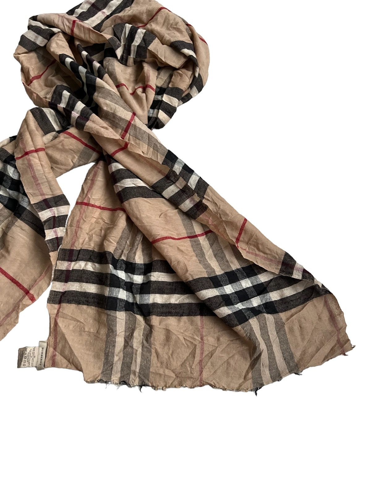 Burberry 600$ Burberry Nova Check Lightweight Giant Wool & Silk Scarf Size ONE SIZE - 4 Thumbnail