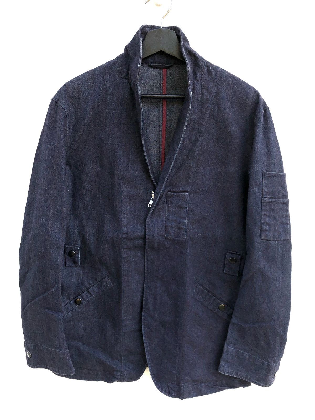 image of D'homme A Homme Tactical Denim Jacket in Blue Denim, Men's (Size Medium)