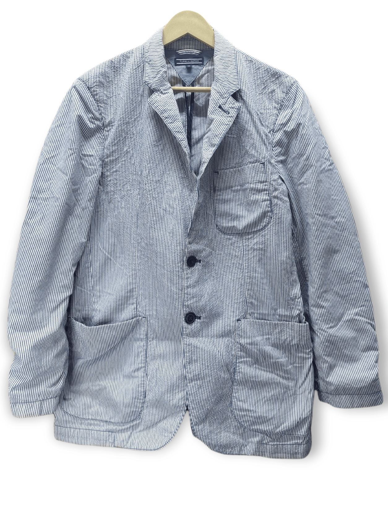 Tommy Hilfiger × Vintage VINTAGE TOMMY HILFIGER BLAZER COAT HICKORY JACKET Size US M / EU 48-50 / 2 - 1 Thumbnail