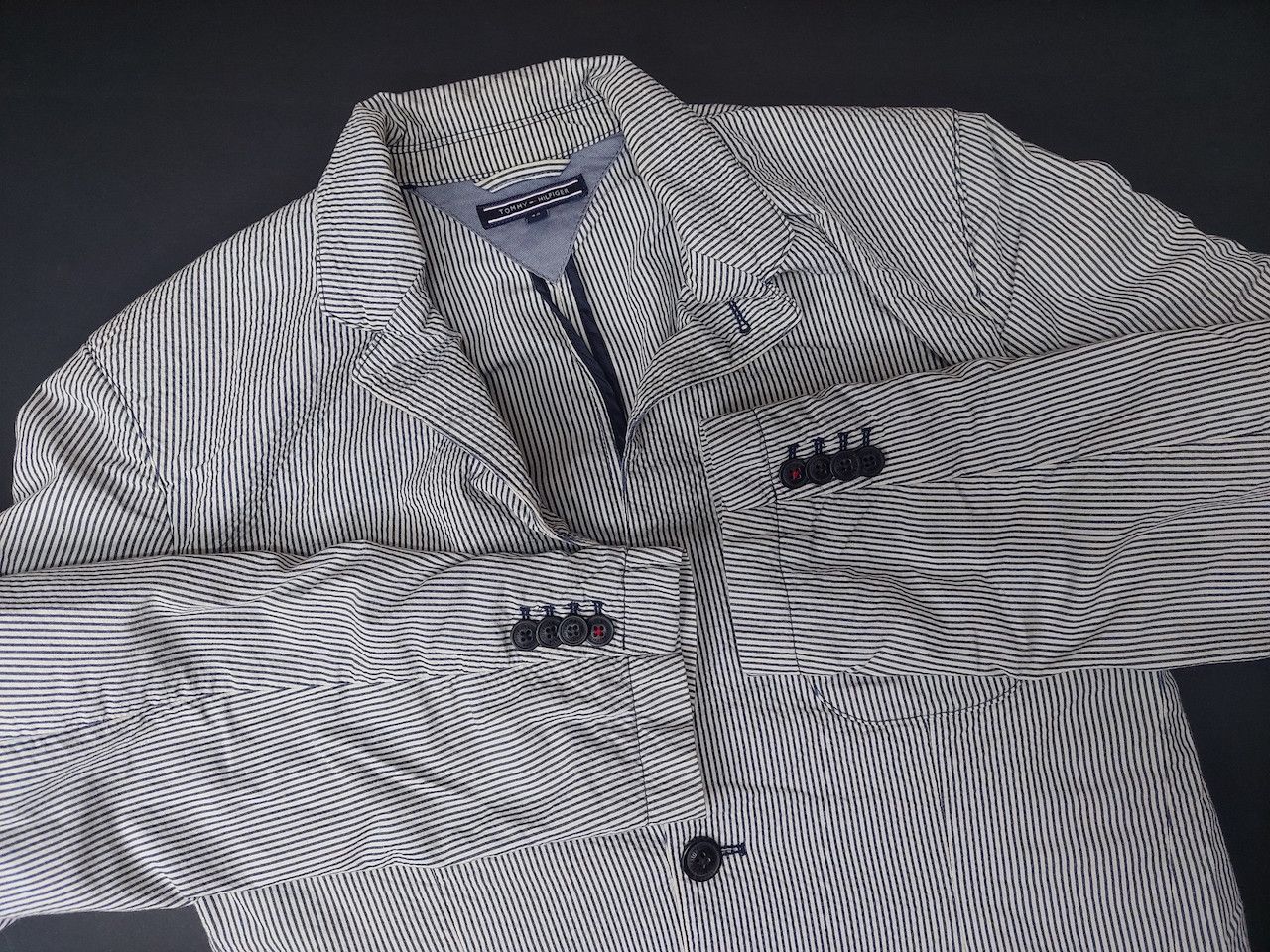 Tommy Hilfiger × Vintage VINTAGE TOMMY HILFIGER BLAZER COAT HICKORY JACKET Size US M / EU 48-50 / 2 - 2 Thumbnail