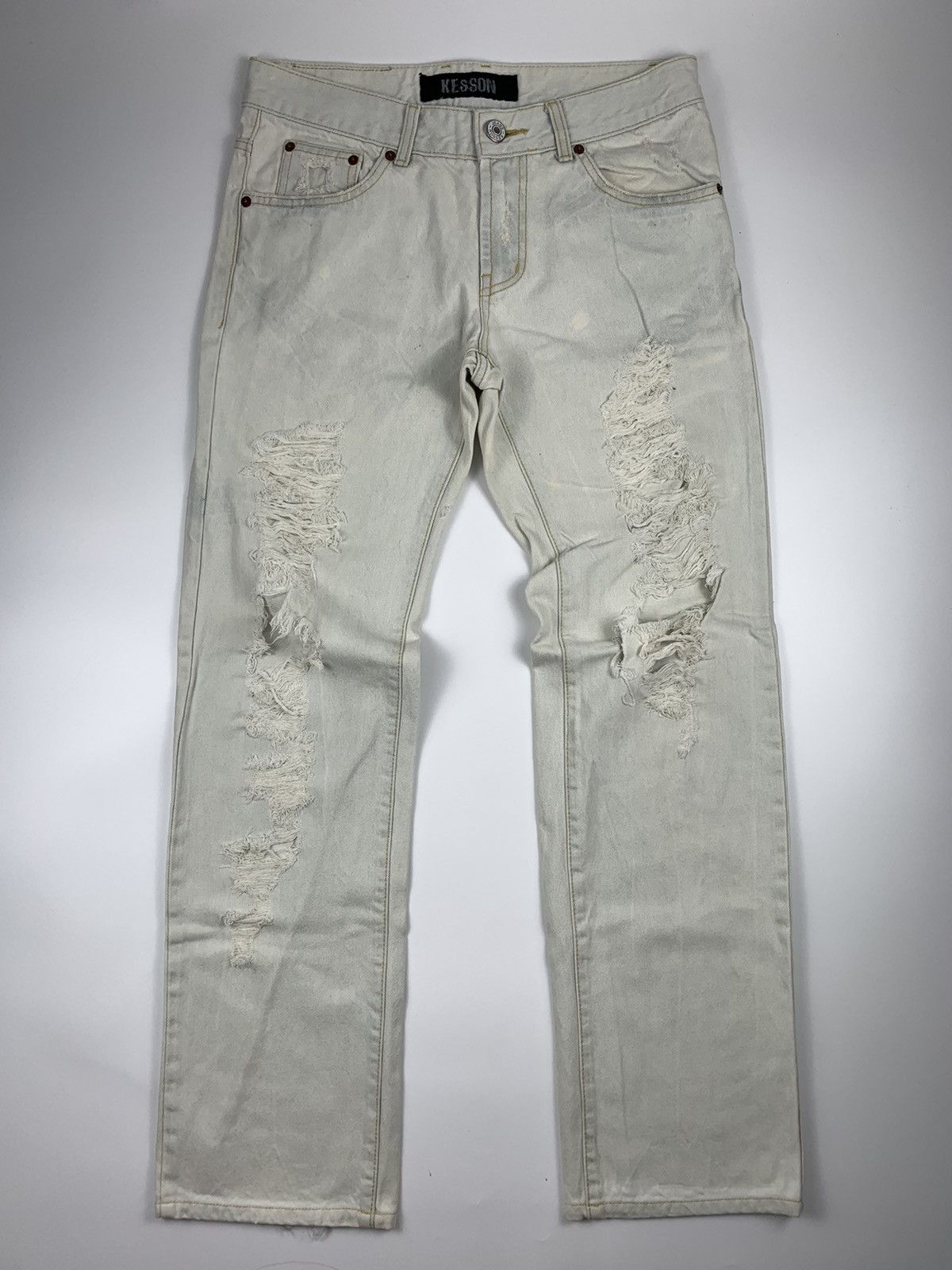 Japanese Brand Kesson Statement Distressed Jeans Size US 32 / EU 48 - 3 Thumbnail