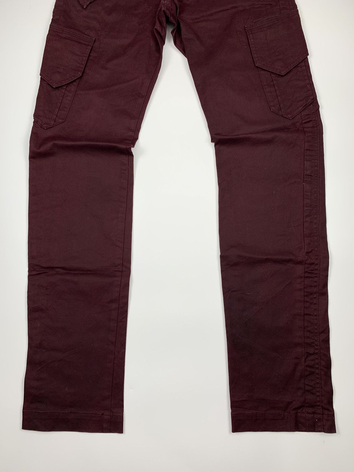 Japanese Brand Semantic Design Burgundy Waxed Bondage Cargo Pants Size US 30 / EU 46 - 3 Thumbnail