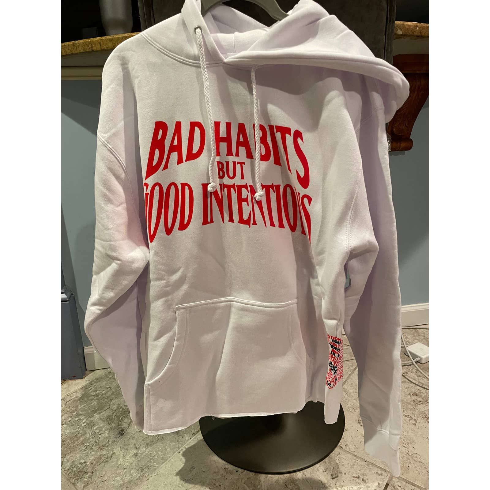 Nav x Vlone Bad Habits but Good Intentions White Hoodie M