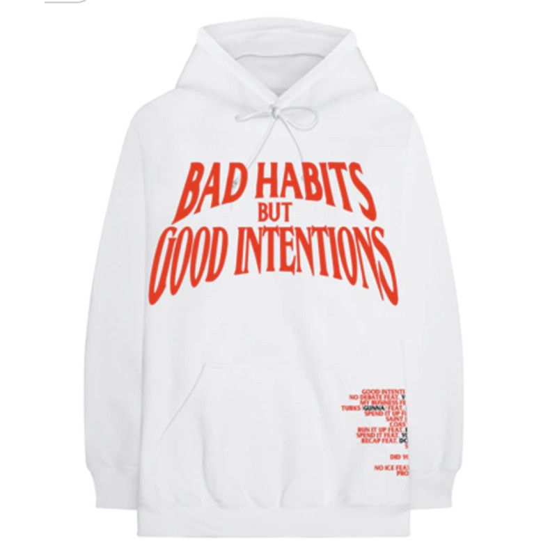 Nav x Vlone Bad Habits but Good Intentions White Hoodie M