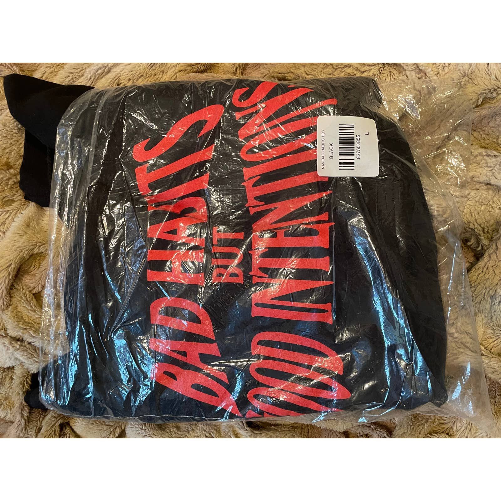 Nav x Vlone Bad Habits but Good Intentions Black Hoodie L