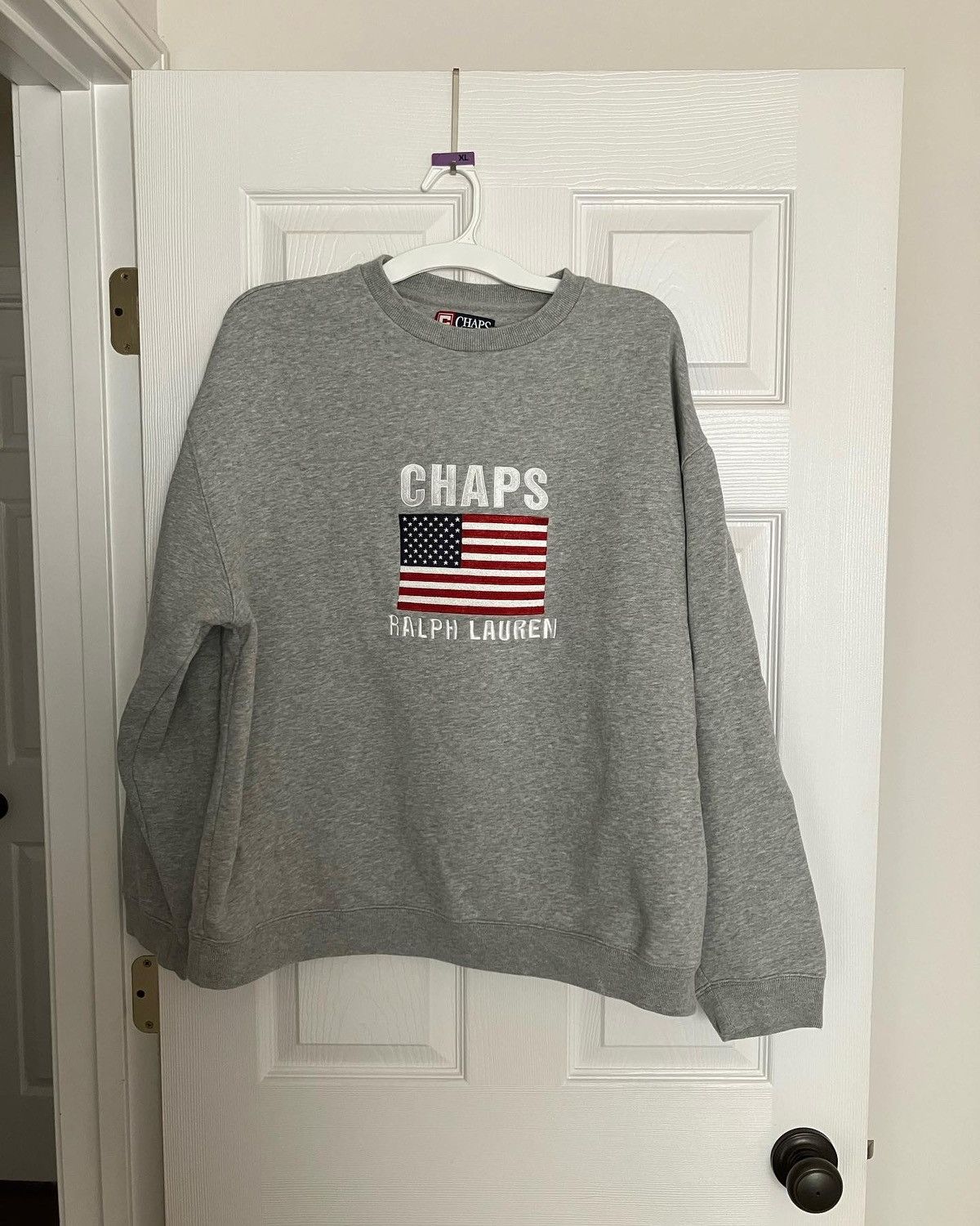 Vintage Y2K Crewneck SpellOut Chaps Ralph Lauren Flag
