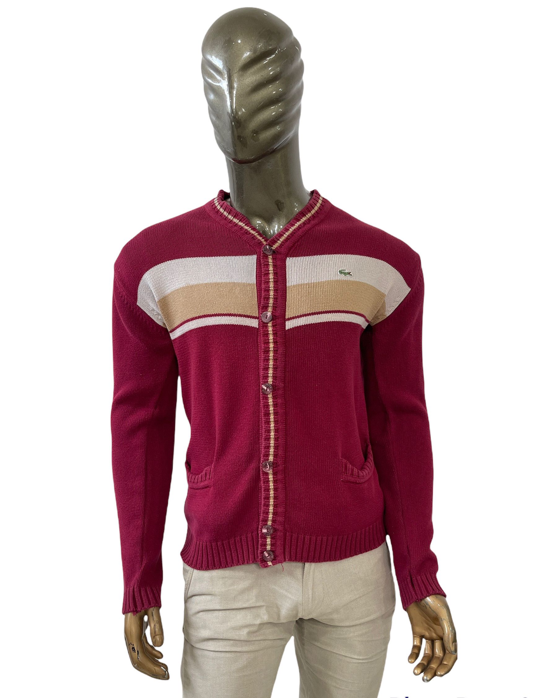 Lacoste 🔥vintage Heavy burgundy sweater cardigan Lacoste size M Size US M / EU 48-50 / 2 - 2 Thumbnail