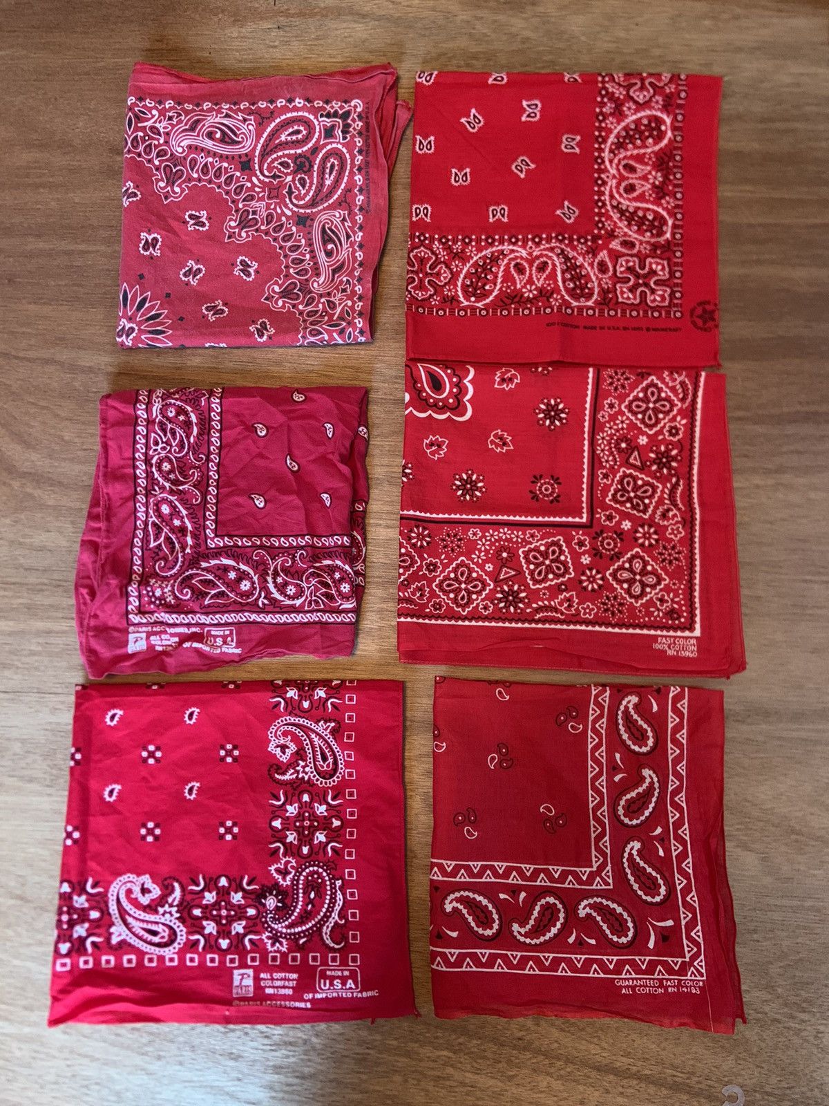Vintage Vintage Red Bandana Bundle 60s 70s 80s Made in USA Selvedge
