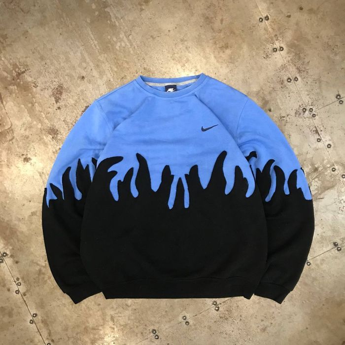 custom vintage nike flame sweatshirt