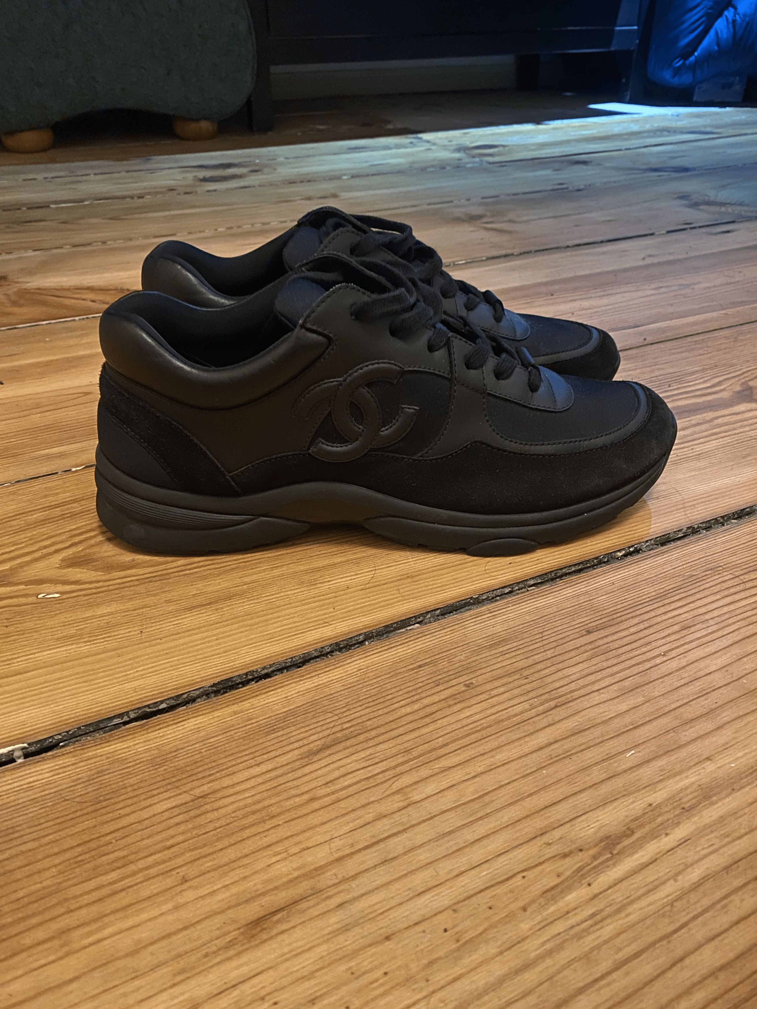 triple white chanel sneakers